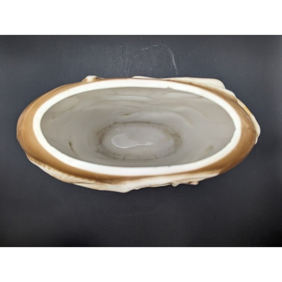 Antique Phoenix Glass Pillow Vase Cream White 3D Geese Swans Flying - Picture 5 of 12